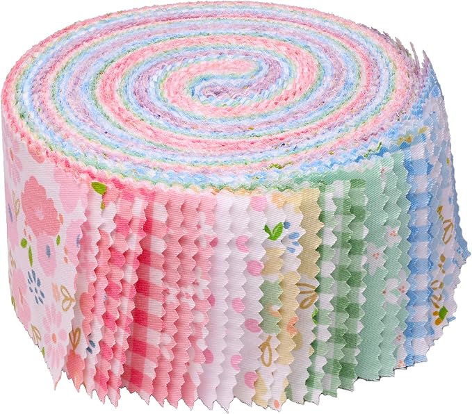Hanjunzhao Jelly Rolls for Quilting Clearance 42 Strip 2.5" x 44" - Cotton Jelly Roll Fabric Strips Bundles - for Blanket, Rug, Upholstery, Quilt, Party Home Decor, and DIY Crafts (Sweet Garden)