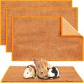 Amylove 4 Pcs Guinea Pig Cage Liner Guinea Pig Bedding Dog Door Mat for Muddy Pet Paws Washable Chenille Pee Pads Small Animal Sleeping Bed for Bunny Hamster(16 x 24 Inch,Rectangular,Orange)