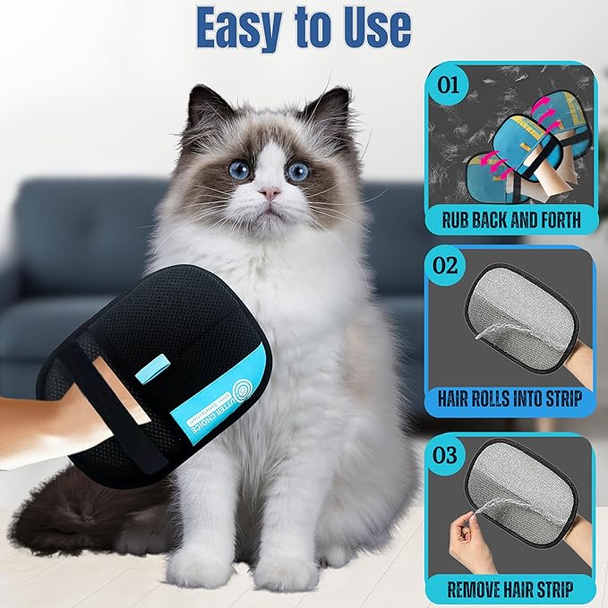 UTTER CHOICE Magic Brush Pet Hair Removal Glove for Dogs & Cats – Upgraded 2025 Reusable Electrostatic Grooming Mitt | Magic Dog Hair Remover Glove for Clothing, Couch,