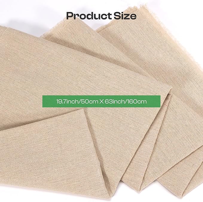 Caydo Creamy Color Linen Needlework Fabric, 62 by 19 Inch Linen Fabric by The Yard for Garment Making, Tablecloth and Home Decoration