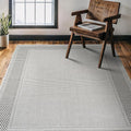 CAMILSON Easy Jute Rug 4x6, Indoor Outdoor Off-White Color Fiber Area Rugs for Living Room Patio and Dining Room Rug, Bordered Boho Woven Design, Easy-Cleaning, Washable Outside Carpet (4 x 6)