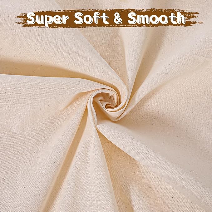 100% Cotton Muslin Fabric, 5.4 Yards x 63 in Natural Color Unbleached Muslin Linen Fabric by The Yard, Medium Weight Draping Fabrics, for Sewing Material Apparel Cloth Quilting Draping