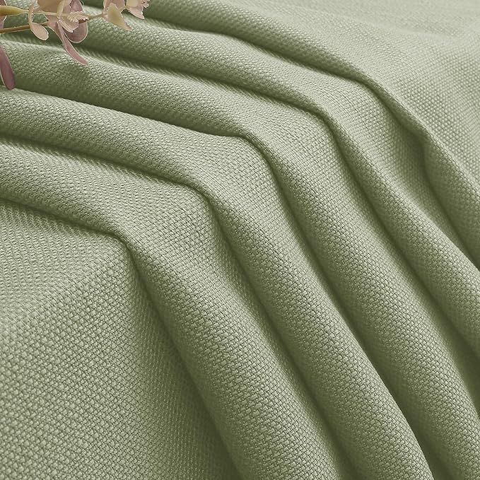 Lecloud Bessie Light Green Curtains 63 Inch Length 2 Panels, Light Filtering Curtains for Bedroom, Faux Linen Textured Window Drapes Rod Pocket, Window Treatments for Living Room, Each 40 W x 63 L