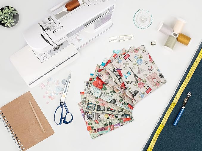 Craftido -25 Options- 100% Cotton Quilting Fabric Bundles 10pcs Fat Quarters 18”x21”-Medium Weight 5.2 oz- Soft Cotton for Quilting, Sewing Project, Patchwork, DIY Crafts – Paris Style
