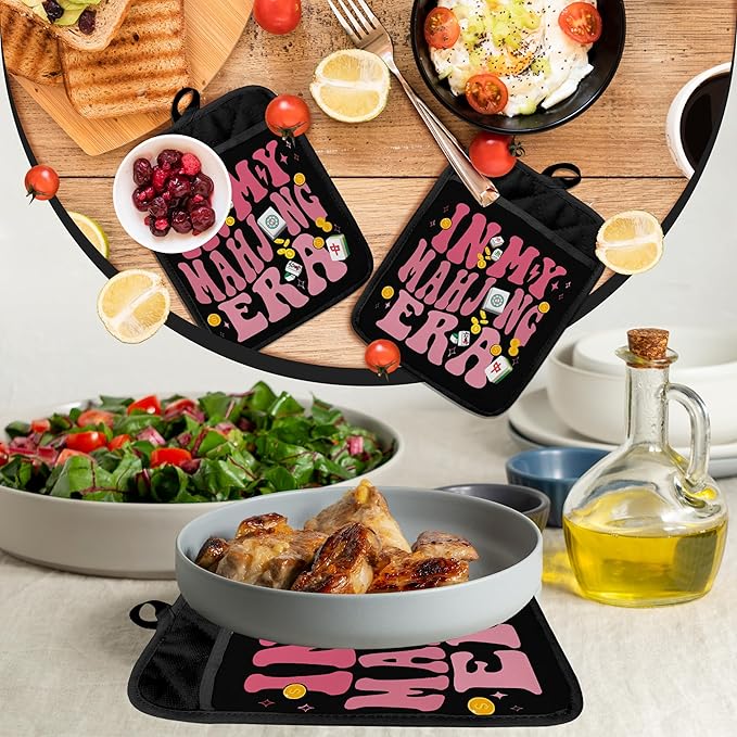 Mahjong Gifts Pot Holders for Kitchen，Mahjong Gifts for Women，Funny Oven Mitts,Cute Pot Holders,Funny Kitchen Decor,Potholder(Color-04)