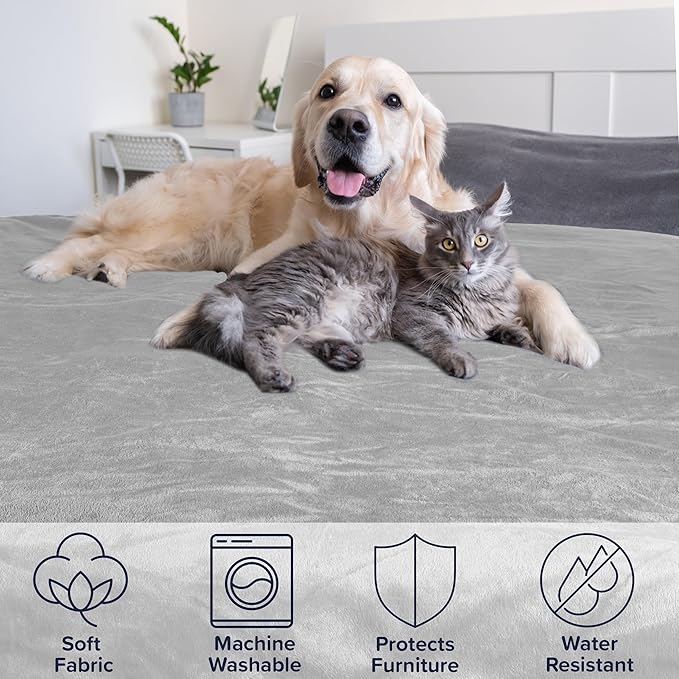PETMAKER Dog Blanket - 80x100in Reversible Sherpa Blanket - Throw Blankets for Bed, Couch, Crate, or Car - Machine Washable Puppy Essentials (Gray)