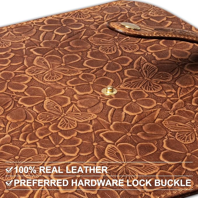 Thryxop Genuine Leather Laptop Sleeve for MacBook Air 13 inch M4 M3 M2 M1, Vertical & Slim Protective Case, Compatible with iPad Pro 12.9 & Magic Keyboard - Brown