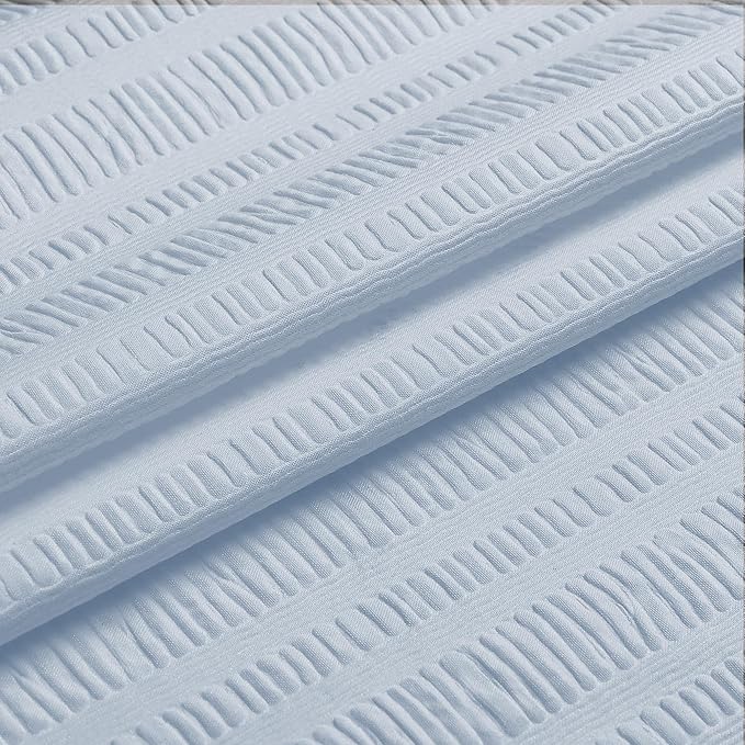 Aiyufeng Light Blue Shower Curtain for Bathroom, Embossed Textured Fabric Shower Curtain for Bathroom - Soft Cloth & Hotel Spa, Machine Washable, 72X72, Glacier Blue