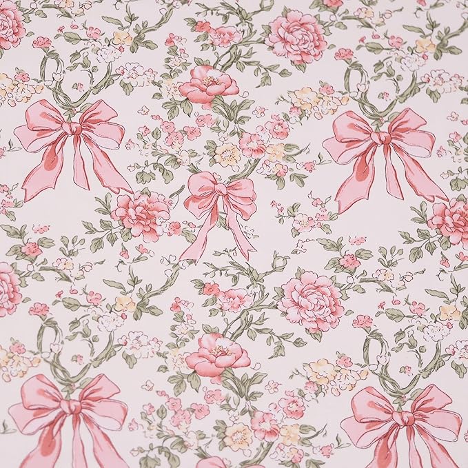 Hanjunzhao 14Pcs Valentines Bow Print Cotton Fat Quarters Fabric Bundles 18 x 22 Inch for Quilting, DIY Bowknot, Hair Accessories, Gift Wrapping, Holiday Valentine Party Home Décor, and Crafts (Bows)