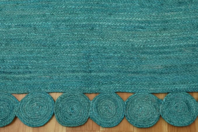Oval Rug 12x15 Area Rug Kilim Rug Turquoise Solid Design 0.27 inches ThickIndoor Outdoor Rug Flatweave Rug High Traffic Area Lake House Bedroom Dining Room Living Room