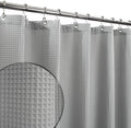 Barossa Design Long Shower Curtain 78" Height - Honeycomb Waffle Weave & Cotton Blend, Hotel Luxury & Spa, Heavy Weight Fabric, Washable - Lake Wanaka Gray, 72x78