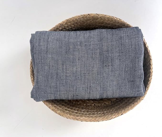 100% Linen Fabric – Yarn Dyed Chambray, Pre-Washed, Lightweight Crisp & Cool Handfeel, 52–54" Wide – The Linen Lab (Chambray Indigo 7110, 3y)