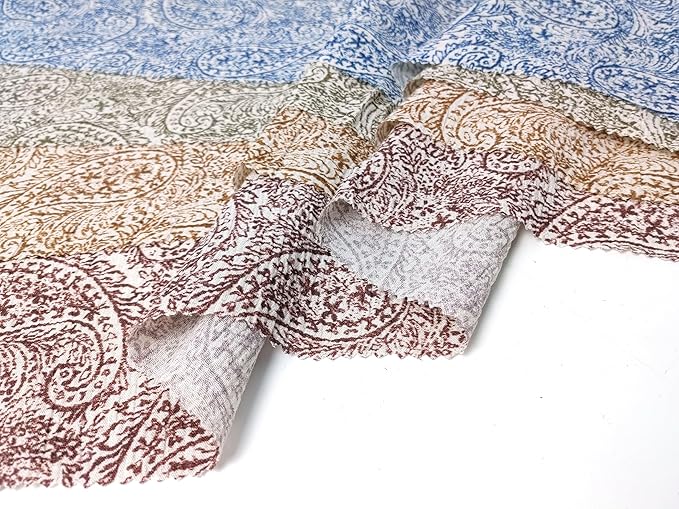 Linen Rayon Blend Fabric by The Linen Lab – Lightweight, Soft, Pre-Washed Material for Sewing, Clothing, Crafts & DIY (1 Yard pre Cut, Paisley Navy with Subtle Wrinkle Effect)