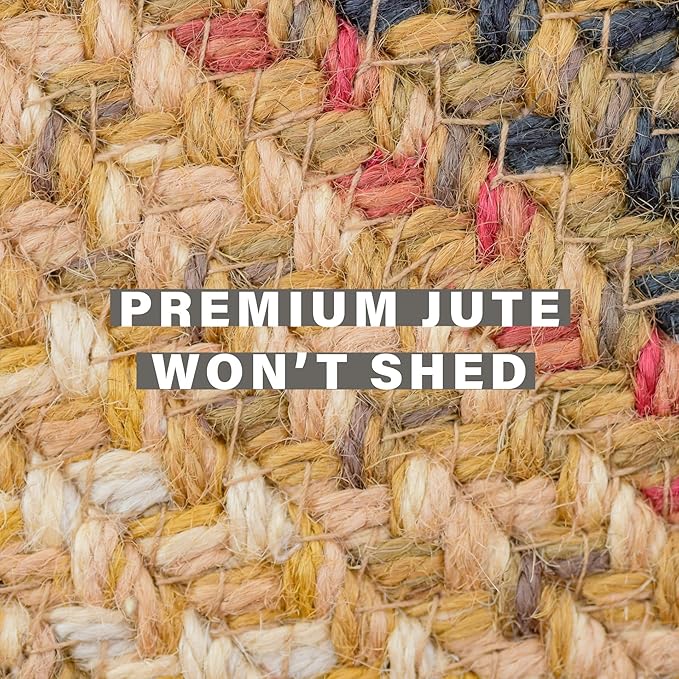 Homespice Russett Brown Braided Rug 2' x 3' - Country Style Jute Kitchen Rug for Primitive Decor