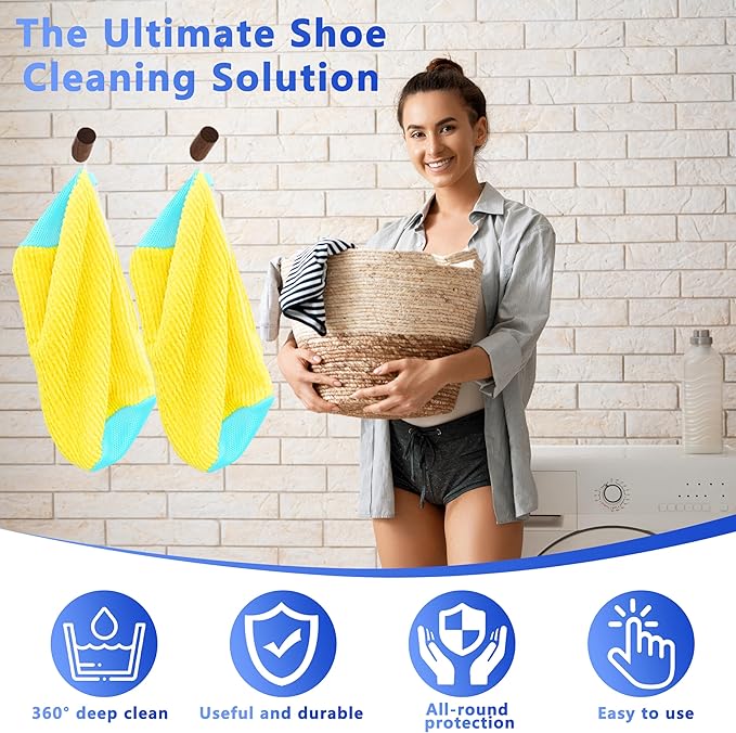 Xinambyh 2Pcs Reusable Shoe Washing Machine Bag for Washer and Dryer:Free Up Hands, Prevent Deformation,shoe bag with Zipper Protection Design, Use for all Shoes,Sports Shoes