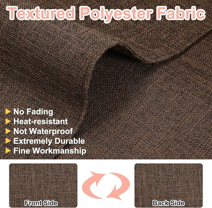 HARFINGTON 4pcs Linen Fabric Placemats 12" x 18" Polyester Rectangle Place Mats Machine Washable Heat Resistant Kitchen Table Mats for Outdoor Indoor Party Family Holiday, Dark Brown
