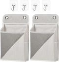 Someteth 2pcs Wall Hanging Storage Organizer Bag, Hanging baskets with pockets for Wall organizing, Storage Hanging Bag for Bedroom, Dormitory, Study Room, Bathroom (Grey/White)