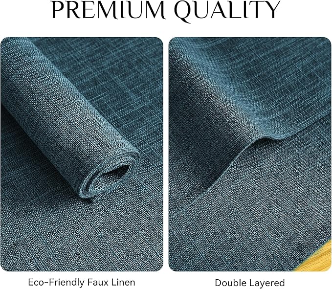 Softalker Faux Linen Placemats Set of 8-12 x 18 Inch, Heat Resistant Double Layered Durable Burlap Farmhouse Place Mats, Non-Slip Washable Rustic Table Mats for Dining, Kitchen, Party（Teal