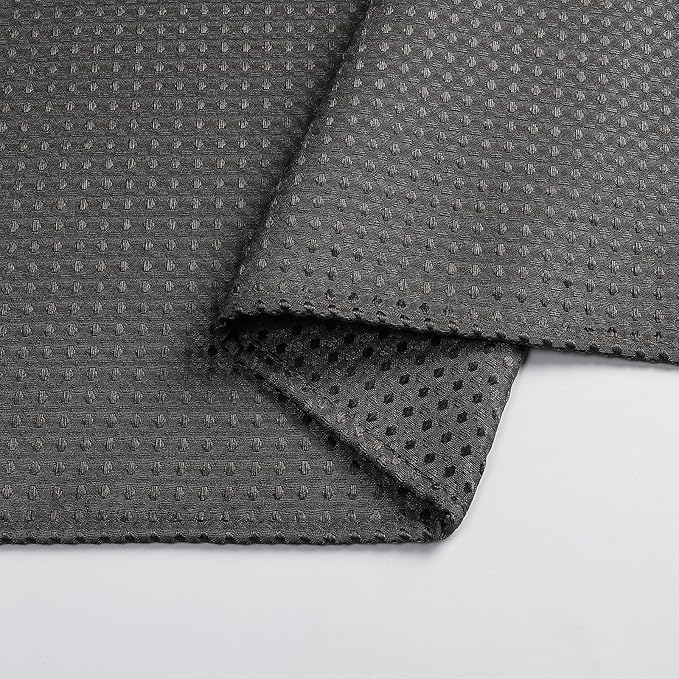 meioro Charcoal Grey Shower Curtain, Waffle Weave 256GSM Heavy Duty Textured Fabric Shower Curtains for Bathroom Hotel Spa, Luxury Weighted Polyester Cloth Bath Curtain Set with 12 Hooks, 72Wx96H