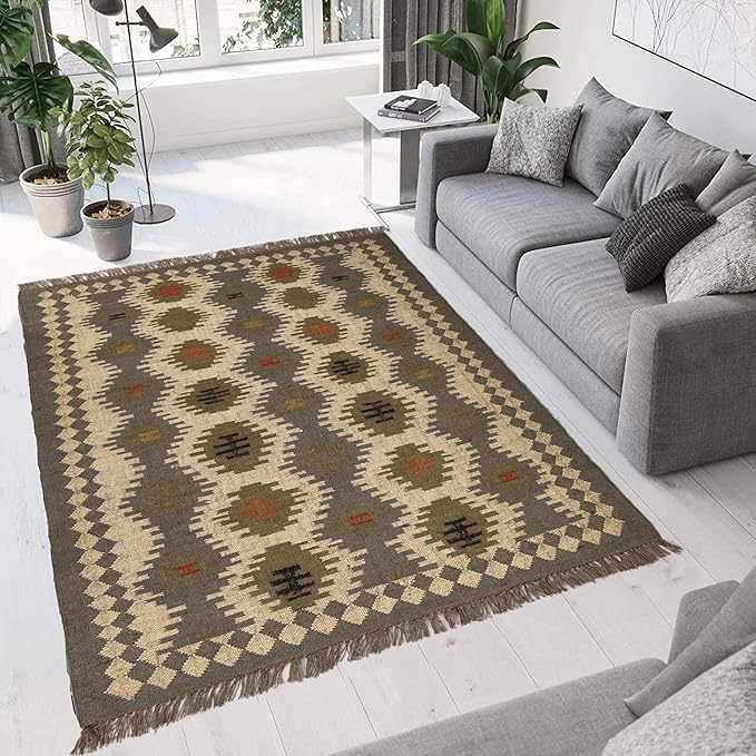Klim Wool Jute Rug – Handwoven Elegance and Durability (Design 10)