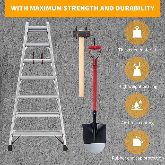 CRXCRC 6 Pack Garage Hooks Heavy Duty, Utility Steel Hooks with EVA Foam Padding, 4.56inch Wall Mount J Organizer Hanger for Hanging Bikes Kayak Garden Tool Hose Bike Shelf