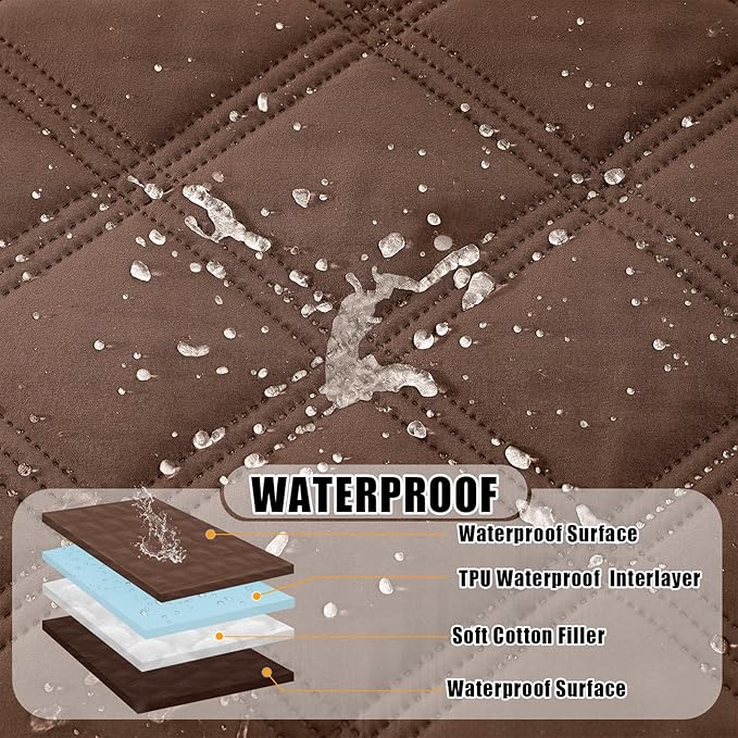 Smiry Waterproof Dog Bed Cover Blanket 82x120, Soft Reversible Pet Blanket, Washable Leakproof Cats Dogs Couch Cover for Sofa, Couch, Furniture, Lattice, Brown/Chocolate