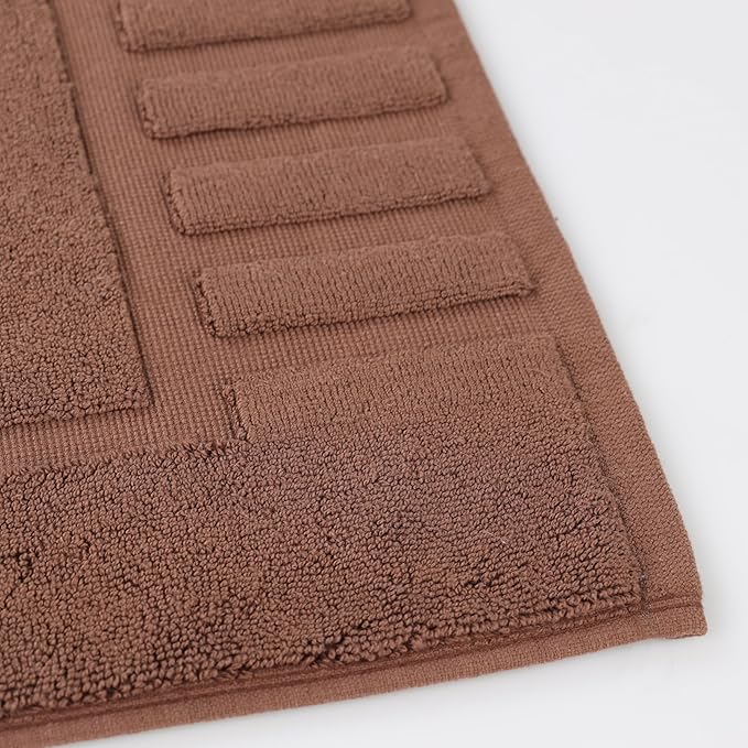 Superior 100% Cotton Bathmat Set, Bath Mats, Bathroom Decor, Shower, Bathtub Essentials, Home Accessories, Washable Rug, No Backing, Heavyweight, Leo Collection, Set of 2, 22" x 35", Brown