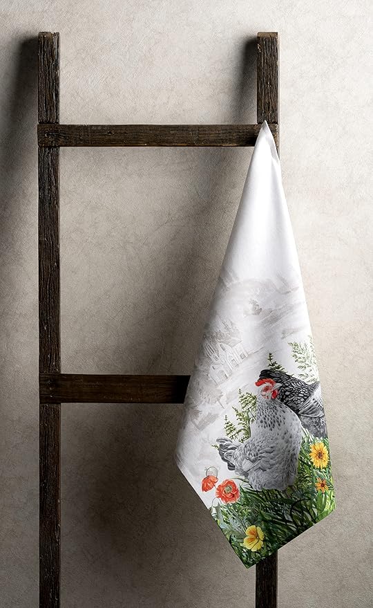 Maison d' Hermine Kitchen Towels Set of 3 100% Cotton 27.50" x 20" Reusable Cloth Tea Dish Towels Absorbent with Hanging Loop for Kitchen, Home, Dining, Cocktail Parties Spring/Summer (Basse Cour)