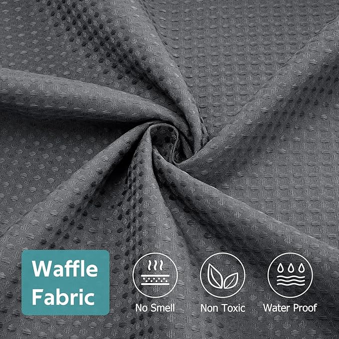 Vipfree 3 in 1 Shower Curtain Set, Waffle Shower Curtain and Liner Set with 12 Double Sided Shower Curtain Hooks, 258GSM Luxury Weighted Cloth Shower Curtains for Bathroom,72 W x 72 H,Graphite Gray