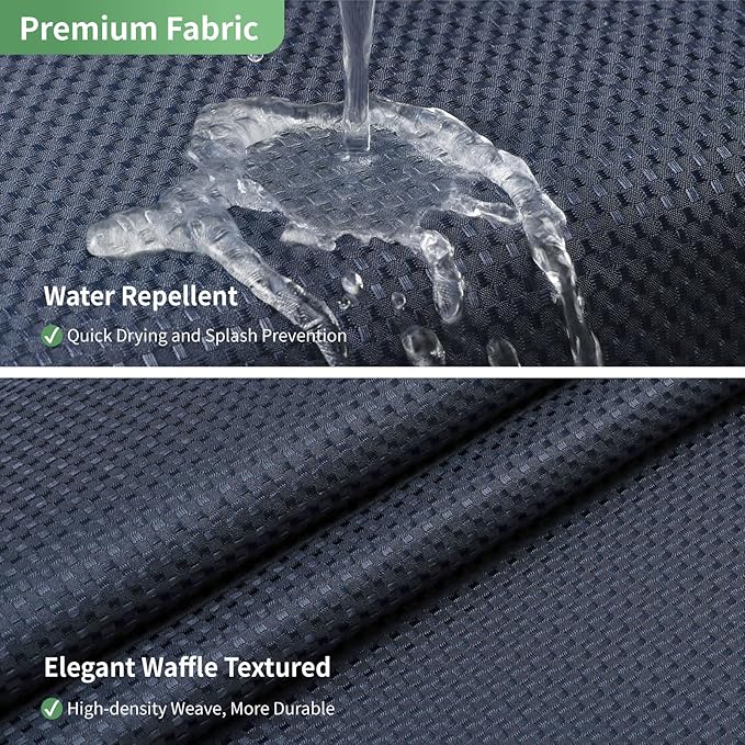 eachope Stall No Hook Shower Curtain with Snap-in Fabric Liner Set,Waffle Weave Shower Curtains for Bathroom,Hotel Luxury Decor Bathroom Curtain Set,Waterproof & Washable,Navy,54Wx80H