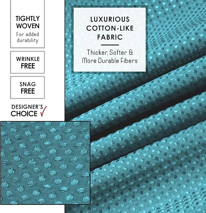 Clara Clark Teal Shower Curtain - Hotel Quality Waffle Fabric Bath Curtain 72x72, Heavy Duty Waterproof Shower Curtains for Bathroom