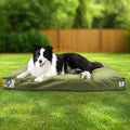 Sytopia 36'' Canvas Indestructible Outdoor Dog Bed with Waterproof Washable Removable Cover for Large and Medium Dogs, Indoor and Patio Pet Pad, Green