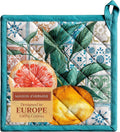 Maison d' Hermine Pot Holders 100% Cotton Heat Resistant Potholders 8" x 8" Hot Pads with Loop BBQ, Cooking, Baking, Grilling, Kitchen, Handling Hot Pans Spring/Summer (Pack of 1, Agrume)