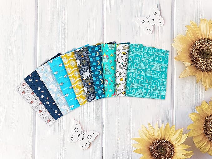 Craftido -25 Options- 100% Cotton Quilting Fabric Bundles 10pcs Fat Quarters 18”x21”-Medium Weight 5.2 oz- Soft Cotton for Quilting, Sewing Project, Patchwork, DIY Crafts – Baby Boy