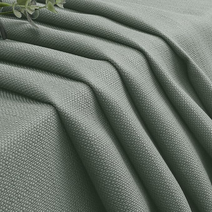 Lecloud Bessie Sage Green Valance for Windows 14 Inch Length 2 Pcs, Faux Linen Textured Cafe Kitchen Curtain Valances, Rod Pocket Short Curtains for Bedroom Bathroom, Each 30 W x 14 L