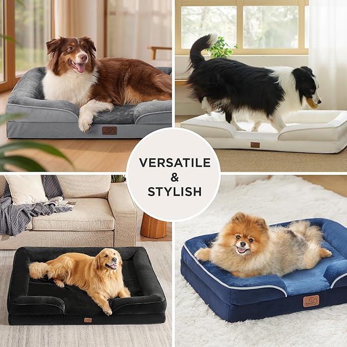 Bedsure Orthopedic Dog Bed for Extra Large Dogs - XL Washable Dog Sofa Bed Large, Supportive Foam Pet Couch Bed with Removable Washable Cover, Waterproof Lining and Nonskid Bottom, Dark Grey