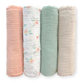 SwaddleDesigns Cotton Muslin Swaddle Blankets for Baby Girl, Set of 4, Receiving Blankets for Newborn, Baby Registry & Gift, 46x46 inches, Watercolor Peachy Pink Floral