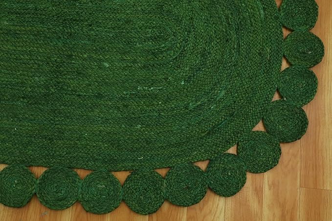 Runner - Oval Rug 2.6x16 Area Rug Kilim Rug Green Solid Design 0.27 inches ThickIndoor Outdoor Rug Flatweave Rug High Traffic Area Home & Foyer Corridor Hallway & Stair Runner