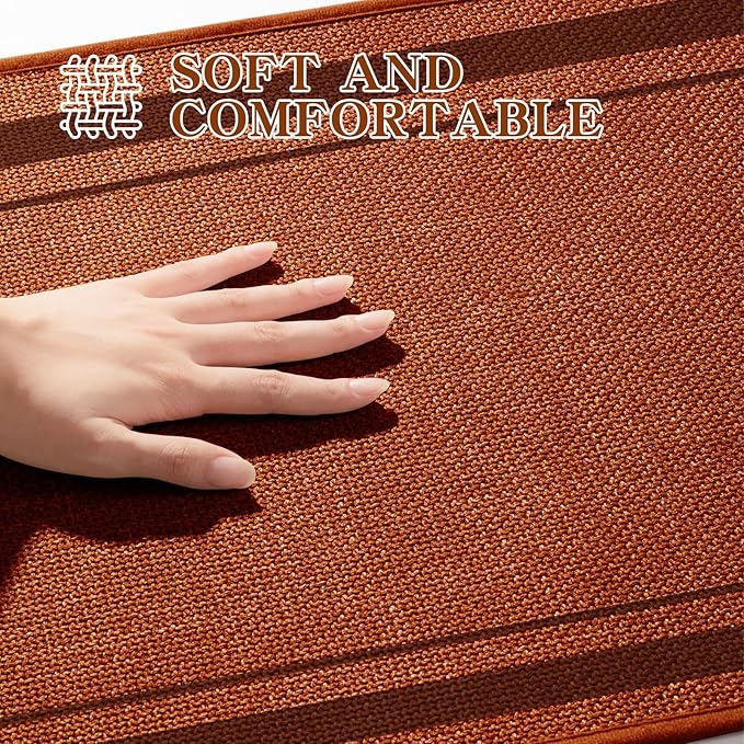 chakme Bathroom Rugs Mat 24x17, Ultra Thin Non Slip Bath Mat Small Quick Dry Absorbent Bath Mat for Bathroom Floor, (Orange, 24"x17")