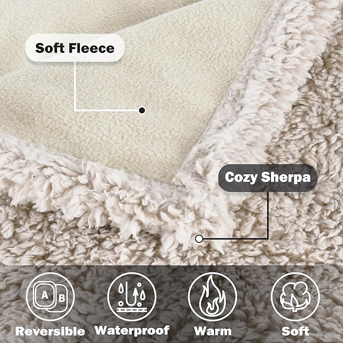 Kritter Planet Waterproof Bed Blanket for Dogs, Washable Stain Proof Pad Bed Cover, Reversible Leakproof Furniture Protector, Liquid Pee Proof Blanket for Couch Sofa, 80x60 inch, Queen Size