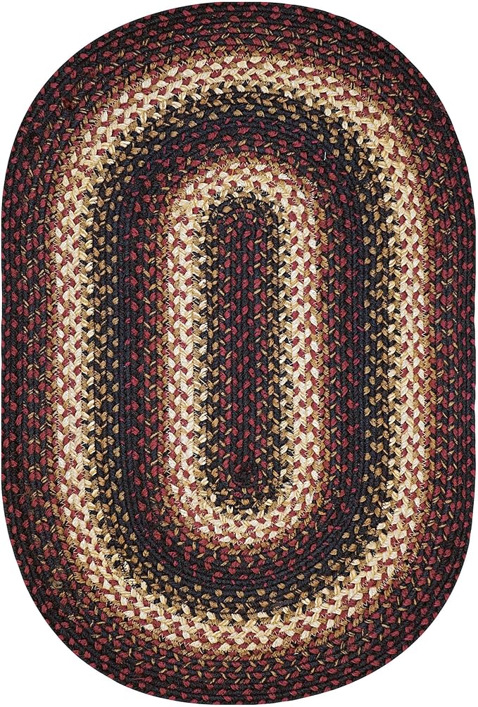 Prescott Green Jute Braided Area Rug 4x6' - Oval Braided Rugs Farmhouse Home Decor, Reversible, Pet Friendly, No Shed Jute for Easy Maintenance