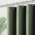 PANGSINNE Green Stall Shower Curtain Waffle Weave Fabric, Luxury Waterproof 256GSM Heavy Duty Camper Shower Curtain for Travel Trailers with 6 Metal Hooks, 36Wx72H Sage Green