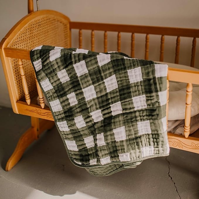 Parker Baby Muslin Blanket | 100% Soft Cotton Toddler Quilt & Baby Muslin Swaddle | Gender Neutral Design 47" x 47" Blanket