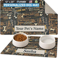 Drymate Personalized Pet Bowl Placemat, Custom Dog & Cat Food Feeding Mat - Absorbent Fabric, Waterproof Backing - Machine Washable/Durable (USA Made) (12" x 20") (Best Friend Brown)