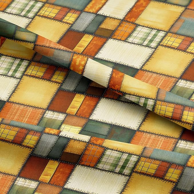 Golden Harvest Patchwork Cotton Fabric – Premium Turkish Printed Cotton 140 GSM, Pre-Cut 61 x 36.6 Inches, Quilting & Sewing Fabric for Crafts, Home Decor & DIY Projects