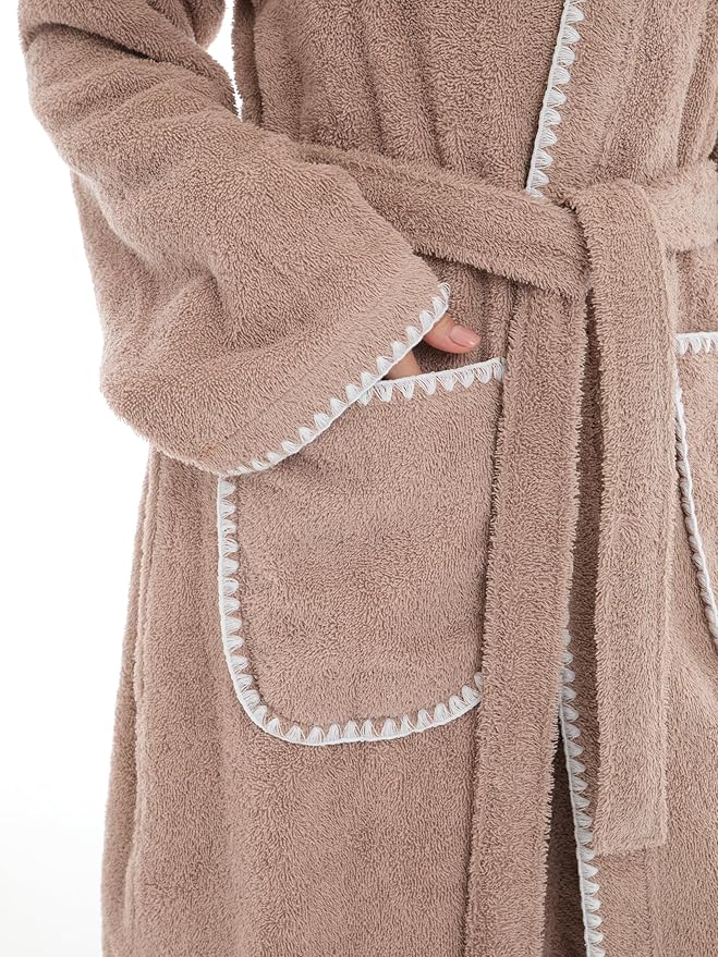 Seritaine Robes for Women, 100% Turkish Cotton Womens Robe, Luxury, Terry Cloth Long Spa Bathrobe