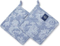 Pot Holders for Kitchen | Heat Resistant Pads | Set of 2 | Hot Dish Holder Sets | 8x8 in |for Cooking, Baking, Grilling, Microwave & BBQ, Chambray Blue by Encasa XO