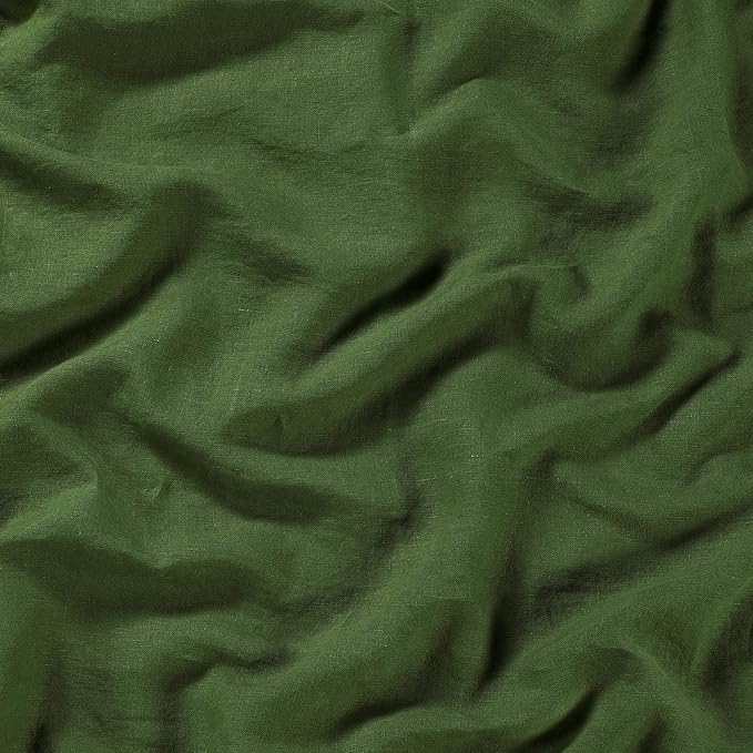 Sijo Stone Washed Organic French Linen Bed Sheet Set, GOTS Certified Organic, Best Cooling Linen Sheet Award by Sleep Foundation, 1 Flat Sheet Only (Forest, King/Cal King)
