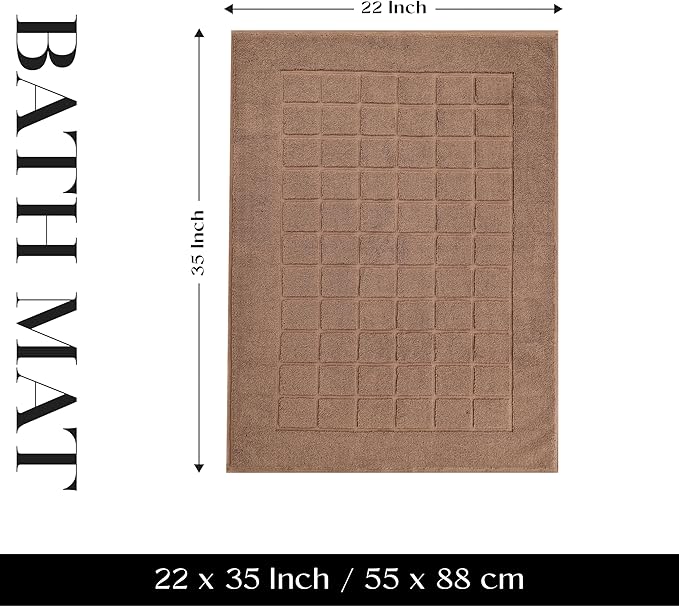 Superior 100% Cotton Bathmat Set, Bath Mats, Bathroom Decor, Shower, Bathtub Essentials, Home Accessories, Small Washable Rug, No Backing, Heavyweight, Nora Collection, Set of 2, 22" x 35", Chocolate