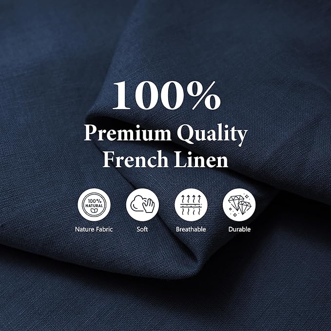 Pure Linen Bistro Half Apron - 25 x 35 Inch Unisex Waist Aprons with Large Pocket Ideal for Kitchen Crafts and More